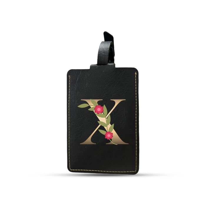 The Messy Corner Blossom Luggage Tag | Floral Initial Luggage Tag | Alphabetical Monogram Travel Tag for Bag & Backpacks | Unisex Travel Gift |AZ| (X)