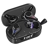 Arsiperd Auriculares Inalámbricos Bluetooth 5.0, IPX7 Impermeable, Hi-Fi Estéreo Micrófono, Control Tactil, Pantalla LCD Estuche de Carga, Auriculares Inalámbricos Deporte para iOS Android