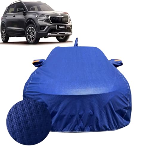 Image of Car Cover for Skoda Kushaq (2021-2026) | 100% Waterproof Cover with Antenna & Reflective Mirror Pockets | Dustproof, Scratchproof, Heatproof Kushaq Car Cover |Soft Cotton Lining| Blue