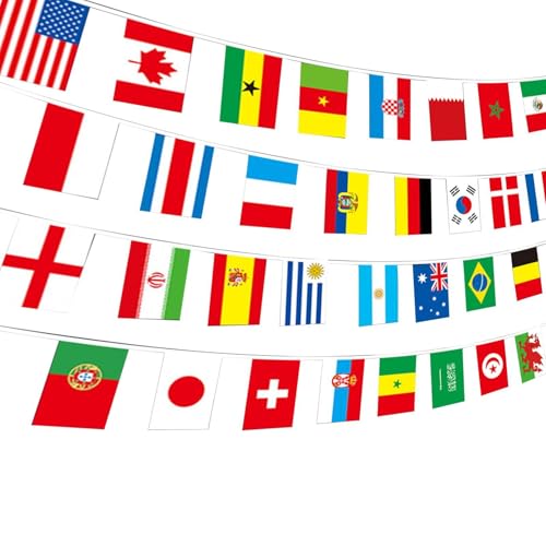 32 Countries String Flag -33ft World Flag String Flags For Worlds Cups Decorations 2026 | Assorted International Flags Banners For International Events | World HangingFlag For Opening Party Conferen