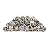 Assorted Cabinet Knobs - Black & White Cream Mix Designed Rare Hand Painted Ceramic Drawer Pulls Doo