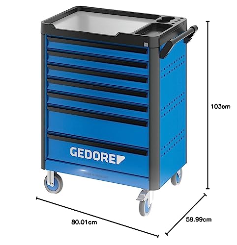 GEDORE WHL-L7 workster highline Werkzeugwagen unbestückt, blau – Rollbarer Werkstattwagen mit 7 Schubladen & Arbeitsplattform – 500 kg Tragkraft – Bild 3