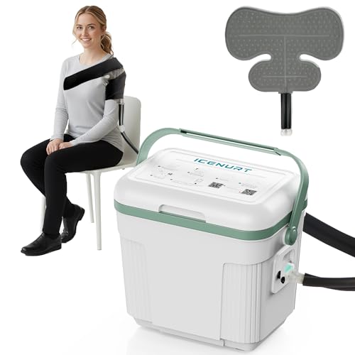 ICENURT Cold Therapy Machine with Programmable Timer, Portable Ice Machine for Shoulder After Surgery, Shoulder Replacement Recovery System, Cryotherapy Pain Relief w/Compression Pad