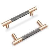 CYX 10 Pack 5 Inch Gold and Grey Cabinet Handles, knurled Cabinet Pulls, Aluminum Handles, Knurled D