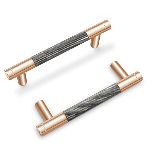Cyx 10 Pack 5 Inch Gold And Grey Cabinet Handles, Knurled Cabinet Pulls, Aluminum Handles, Knurled Drawer Pulls, Sideboard Handles. #TOP3
