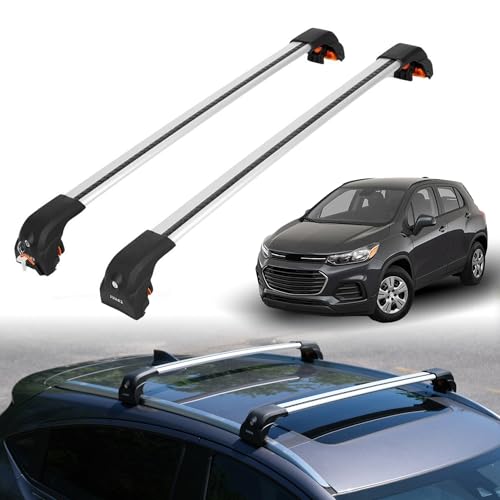Image of ERKUL Heavy Duty Roof Rack Cross Bars for Chevrolet Trax 2013-2022 | Upgraded Aero Aluminum Crossbars with Smart Clamp System | Compatible with Flush Rails - Silver