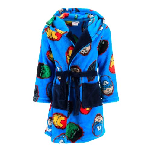 Marvel Avengers Bata para Niños, Batin de Estar por Casa Infantil, Los Vengadores Bata de Casa Polar Suave, Batin de Casa Regalo para Niños, Tallas 4 a 10 Años (FR/ES, Edad, 4 años, Regular, Azul)