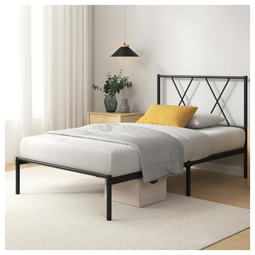 Zinus Elias lit 90x190 cm - Cadre de lit en métal avec tête de lit - Montage Facile - Hauteur 30 cm - Lit avec Support de Lattes en métal - Espace de Rangement sous Le lit - Noir