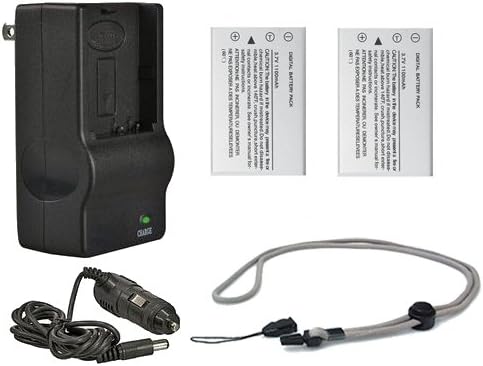High Capacity Batteries (2 Units) + AC/DC Travel Charger Compatible with Canon PowerShot SX410 is + Krusell Multidapt Neck Strap (Black Finish)