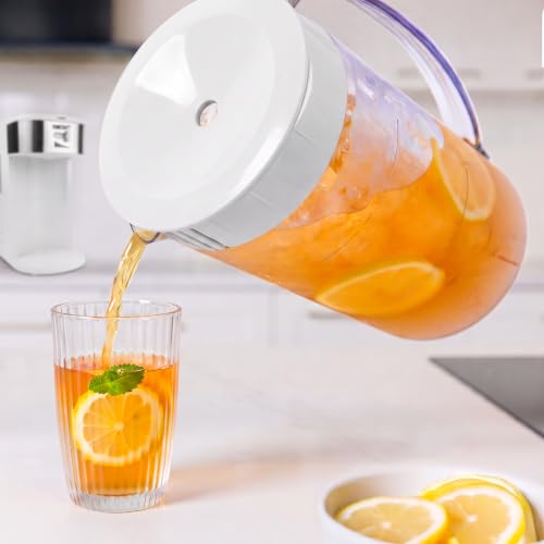 Image of HomeCraft 3-Quart White Stainless Steel Cafe' Iced Tea And Iced Coffee Brewing System, 12 Cups, Strength Selector & Infuser Chamber, Perfect For Lattes, Lemonade, Flavored Water, Large Pitcher