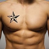 Star For Men Temporary Tattoo Sticker (Set of 2) - OhMyTat