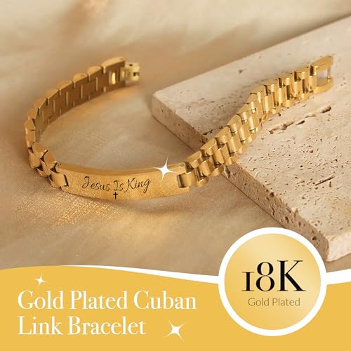 Matte Black Stainless Steel Cuban Link Bracelet - Adjustable with 'Jesus is King' Engraving faith based 1/2 Inch Wide, Includes Mini Tool2