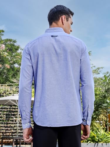 Image of Thomas Scott Men's Cricket Club Collection Classic Regular Fit Twill Shirt | 100% Cotton Long Sleeve Solid Shirt with Button Down Collar (Available in Plus Size)