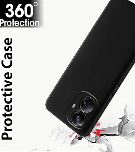 Image of BlazeTech for [ Realme 10 Pro Plus 5G ] Liquid Silicone Back Case Cover Flexible |Inner Lining| with Camera Protection Back Cover for [ Realme 10 Pro Plus 5G ] - Black