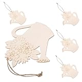 BinZyronic 5個入り 花かごの飾り 吊り鉢 ハンギングバスケット – 夏の玄関飾りに最適 木製工芸品 無塗装DIY素材 自然な風合いで壁飾りやリース作りにも