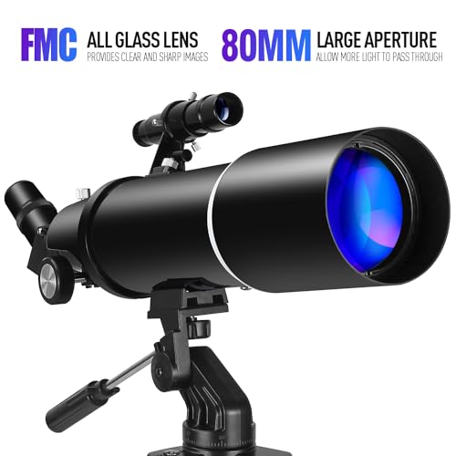 Teleskope für Erwachsene Astronomie, 80mm Blende 600mm Refraktorteleskop für Kinder & Anfänger...