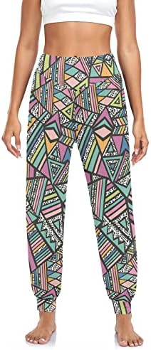 FOLIOSA Women's Dance Pants (Aztec Geometric) Loose Fit Soft Lightweight Yoga Sports Harem Pants for Hot Weather