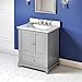 30" Grey Addington Vanity, White Carrara Marble Vanity Top, undermount rectangle bowl