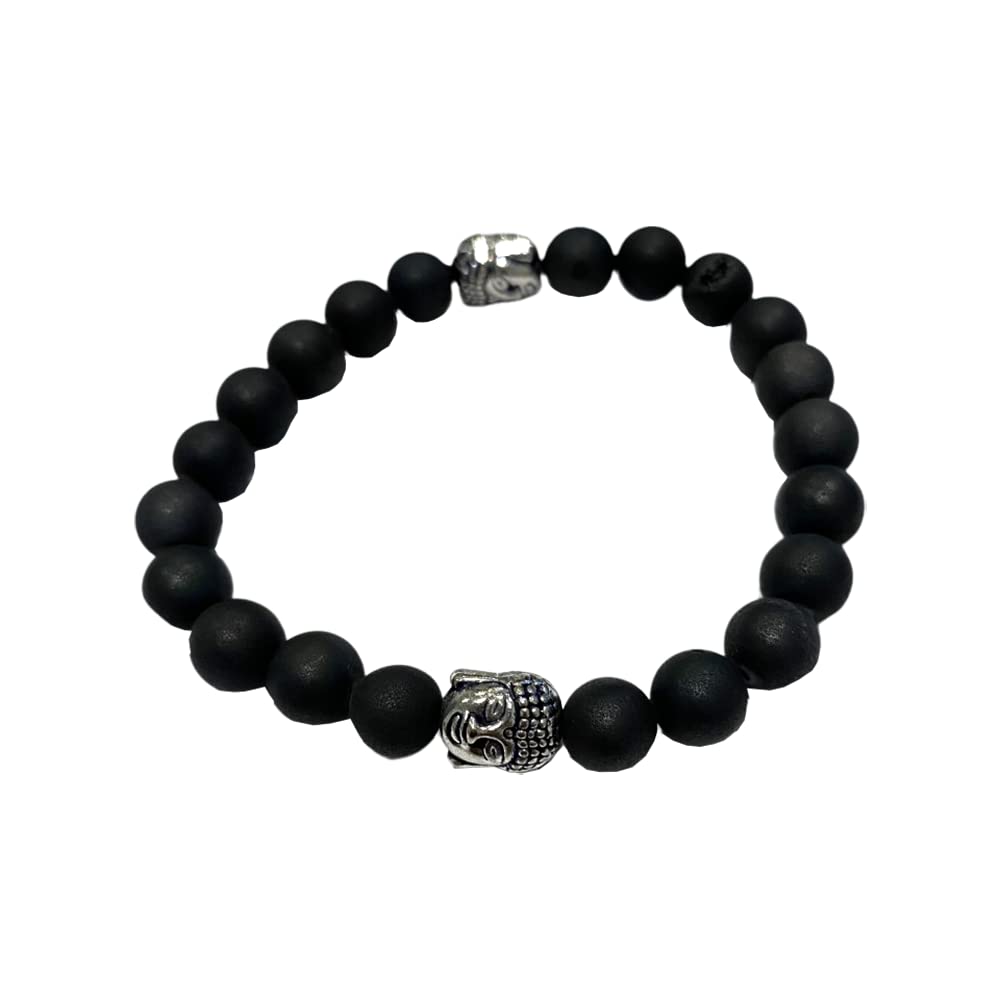Vie Chakra Buddha Bracelet, Black Druzy