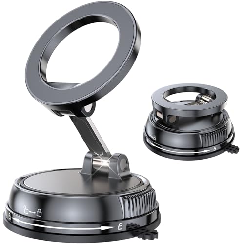 GizmoVine Soporte Magnético para Teléfono en Coche, Succión al Vacío, Soporte Ajustable 360° para Tablero/Parabrisas/Rejilla de Ventilación, Succión de 78LBS, Compatible con MagSafe para iPhone 12-16