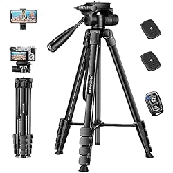 Tripode Wf JOILCAN Tripode Camara 171cm, Tripode para Movil de Aluminio con Cabeza Desmontable y Soporte para Teléfono y Control Remoto, Trípode Ligero para iPhone/Samsung/Huawei/Xiaomi, Carga Máxima de 3,5kg