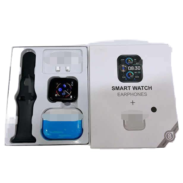 Smart Watch DM02 with Earpods - Modern, Black, 1.69 inches, Bluetooth, Water Resistant, Adult, Vitbro