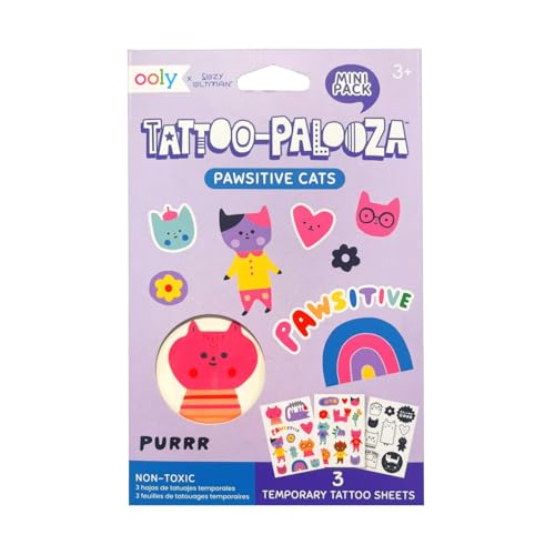Suzy Ultman's Pawsitive Cats Mini Pack de tatouages temporaires OOLY