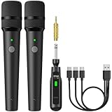 TONOR 2.4G Dual Wireless Microphones, Rechargeable Cordless Handheld Microphones System with Receiver, Karaoke Mics for Singing, Home Party, Birthday, 50ft / 15 m Range, TW-220