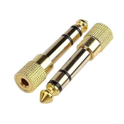 2pack Gold Plated Headphone Jack Adapter 6.35mm (1/4 inch) Male to 3.5mm (1/8 inch) Female Aux Jack Audio Plug Converter Audio Stereo Adapter for Digital Piano, Keyboard, Earphone