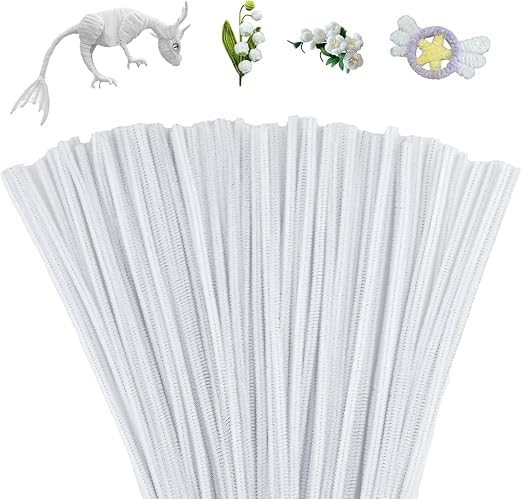 ECLET Craft Pipe Cleaner 12" White Color for Hobby Crafts, Scrapb...