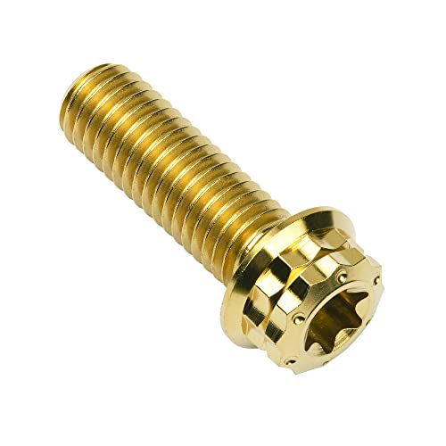 Image of Titanium Flange 12 Point Head M8 x15 20 25 30 35 40 45 50 55 60 65mm Screw Bolt Pack of 4 (M8x25mm, Gold)