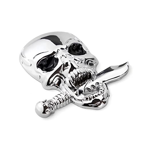 Image of 2pcs Metal Sticker for Car, 3D Decal,Skull Zinc Alloy Emblem, for Automobile, Motocycle (Skull Silver)