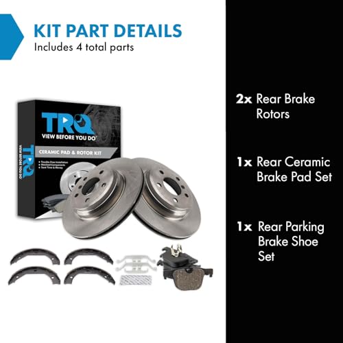 Image of TRQ Rear Brake Pad and Rotor Set Ceramic Compatible with 2012-2013 335i 2014-2015 335i 335ix GT 2013-2015 335i xDrive ActiveHybrid 3