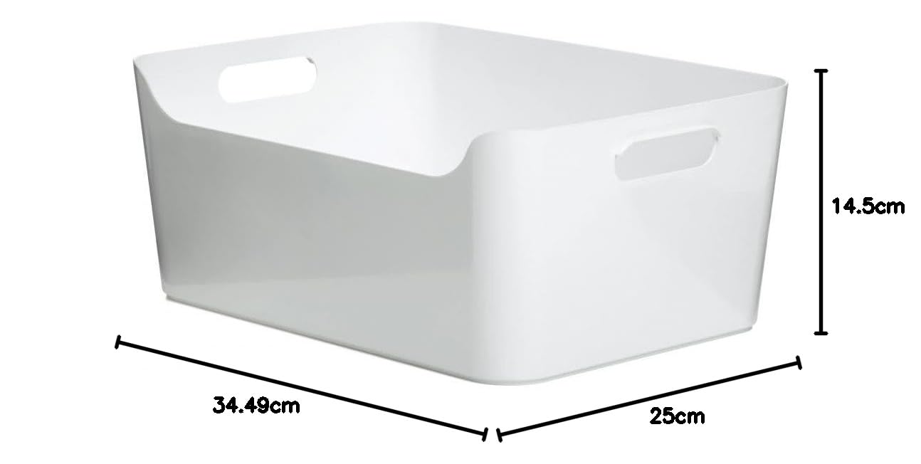 Tatay Cesta Almacenaje Plastico 10 L Basic | Caja Organizadora | Asas Integradas | Diseño Minimalista | Plástico Resistente Libre BPA | 34,5x25x14,5 cm, Blanco