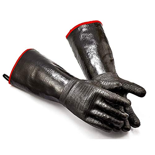 Grillhandschuhe Hitzebeständiger Raucher, Grill, Grillhandschuhe zum Kochen von Hitze, direkt auf Ihrer Friteuse, Ihrem Grill oder Ofen, wasserdicht, feuerfest, ölbeständige Neoprenbeschichtung Cover