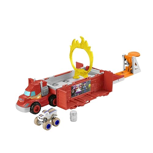 Blaze y los Monster Machines de Nickelodeon Camión Lanza y Salta con Coche de Juguete, Regalo para niños y niñas +3 años (Mattel GYD04)