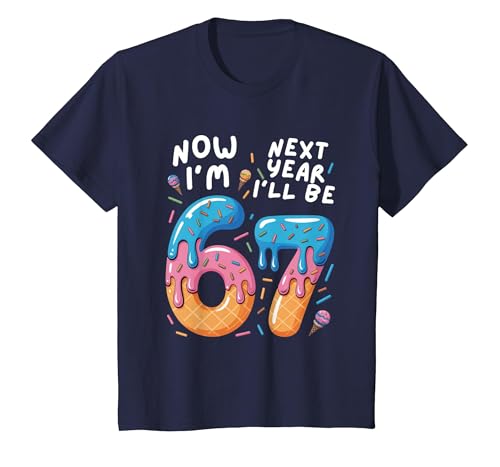 6 Year Old Birthday 67 Trend Now I'm 6 Next Year I'll be 7 T-Shirt, Youth, Navy Blue, Medium