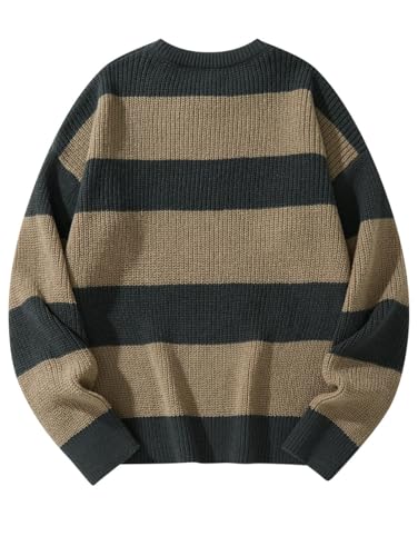 Men's Loose Bottoming Sweater - Casual Versatile Striped Round Neck Pullover2