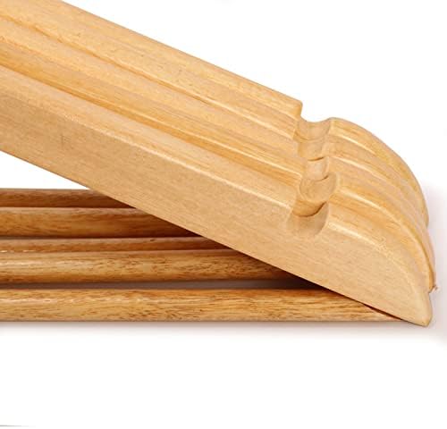 KAPCO Premium Wooden Hangers (20 Pack) Natural Wood Strong Durable Clothing Hanger for Clothes Rail, Wardrobe Space Saver & Closets, Coat, Suits with Trouser Bar, Shoulder Notches, 360 Degree Hook