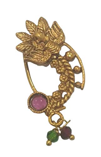 RSINC Moti Styled with Beads Wonderful Marathi Jewellery Nath/Nose Ring for Women/Girls (Press On Nath) Size- 3 Cm