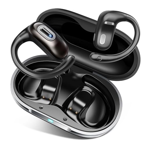 Open Ear Headphones, Bluetooth 5.4 Earbuds, 50H, Air Conduction Ear Buds, HD Stereo Bass Over Ear Earphones with Earhooks, Ultra-Comfort Secure Fit, IPX7 Waterproof Headset for Working Sports