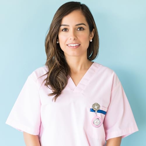 Lancardo Relógio de bolso retrátil de enfermeira: relógio de lapela vintage de quartzo com clipe de