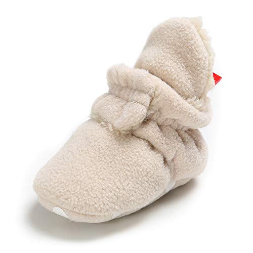 Image of myppgg Baby Boy Girl Fleece Booties Newborn Cozy Winter Warm Socks Toddler Non-Slip Soft Sole Crib Shoes…