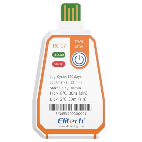 Image of Elitech USB PDF Data Logger Recorder Single-use Disposable, up to 120 Days Transportation, Temperature Monitoring Report -22~158℉ RC-17