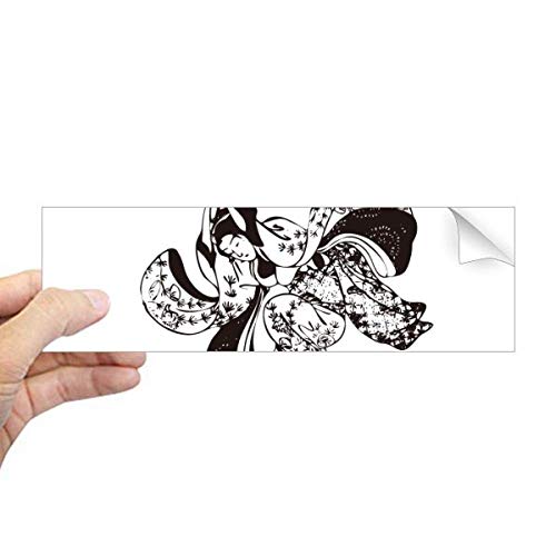 Autocollant motif femme japonaise parapluie rectangulaire sticker deco