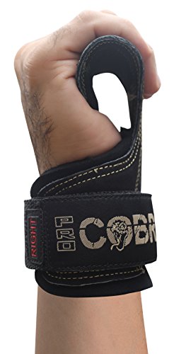 Cobra Grips Pro Weight Lifting Gloves Heavy Duty Straps Alternative To Power Lifting Hooks For Deadlifts With Built In Adjustable Neoprene Padded Wrist Wrap Support Bodybuilding (Pro Black Leather) #TOP7