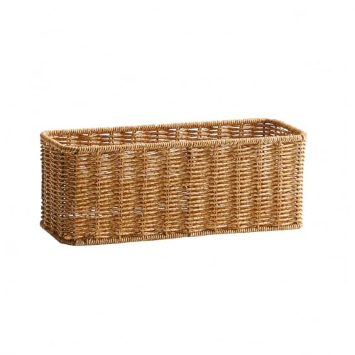 Panier imitation rotin pour salle de bain et coiffeuse marron clair