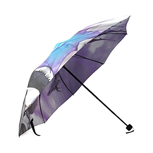 Halloween's Day Gifts Purple Dragon Moon Pattern 100% Fabric And Aluminium Foldable Umbrella #TOP2