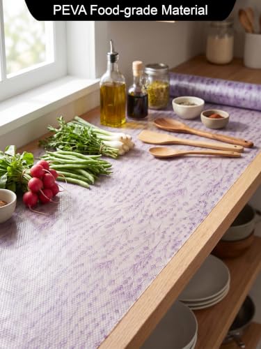 Image of Porslin Premium Non-Adhesive Kitchen Shelf Drawer Liner (45cm x 5m) Waterproof, Non-Slip, Washable, BPA-Free PEVA Mat Roll for Cabinets, Fridge, Wardrobe, Cupboards & Dressers (Modern Pattern) SL11