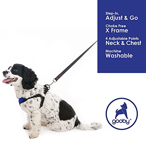 Gooby Comfort X Step-in-Geschirr, Erstickungsfrei, kleines Hundegeschirr mit Mikro-Wildlederbesatz und patentiertem X-Rahmen, Blau, Größe XL